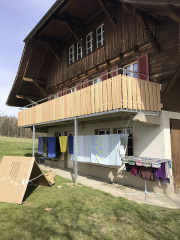 Balkongeländer mit Holz